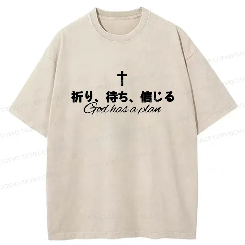 Tokyo-Tiger God Has A Plan Washed T-Shirt