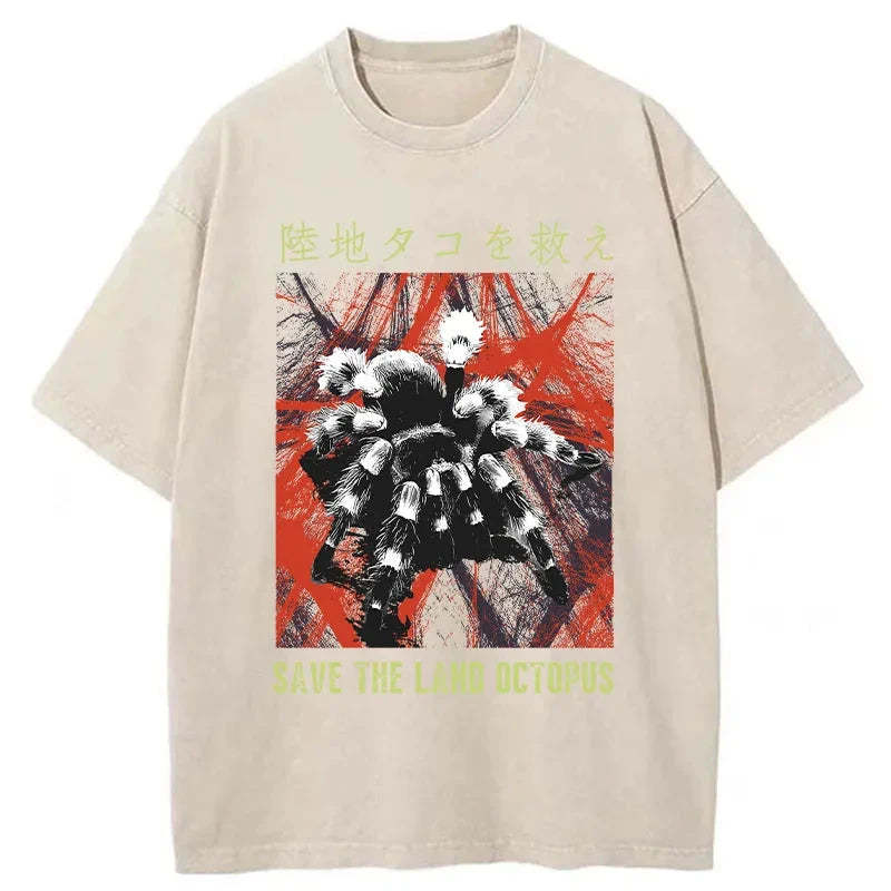 Tokyo-Tiger Real Scary Spiders Washed T-Shirt