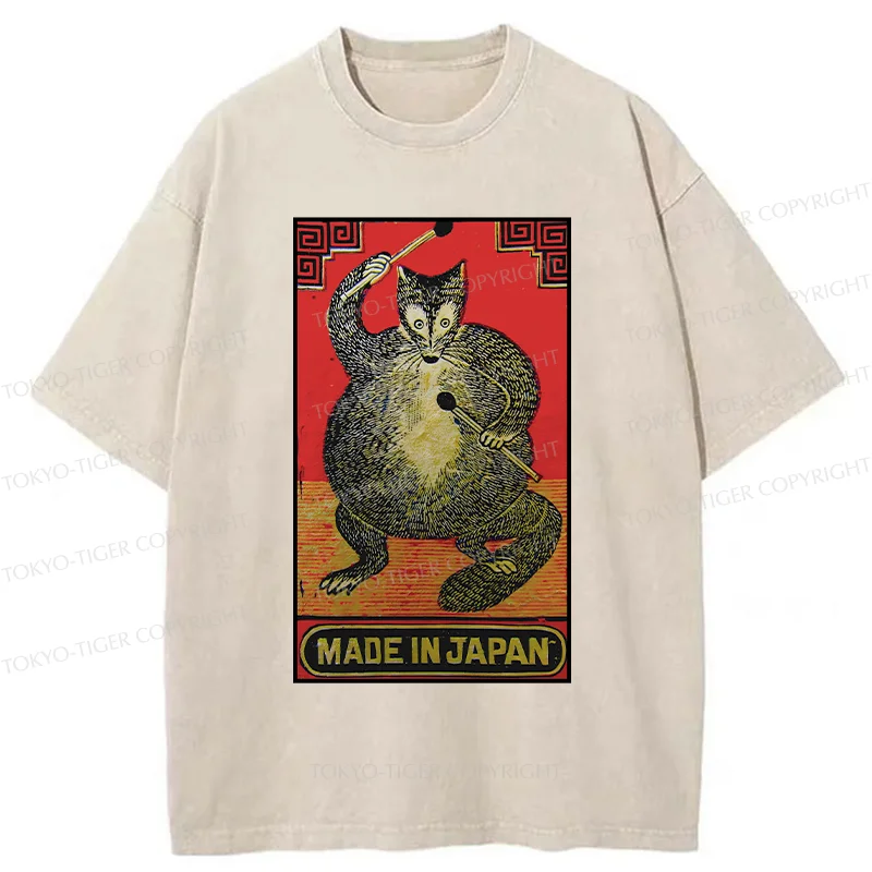 Tokyo-Tiger Retro Fat Fox Washed T-Shirt
