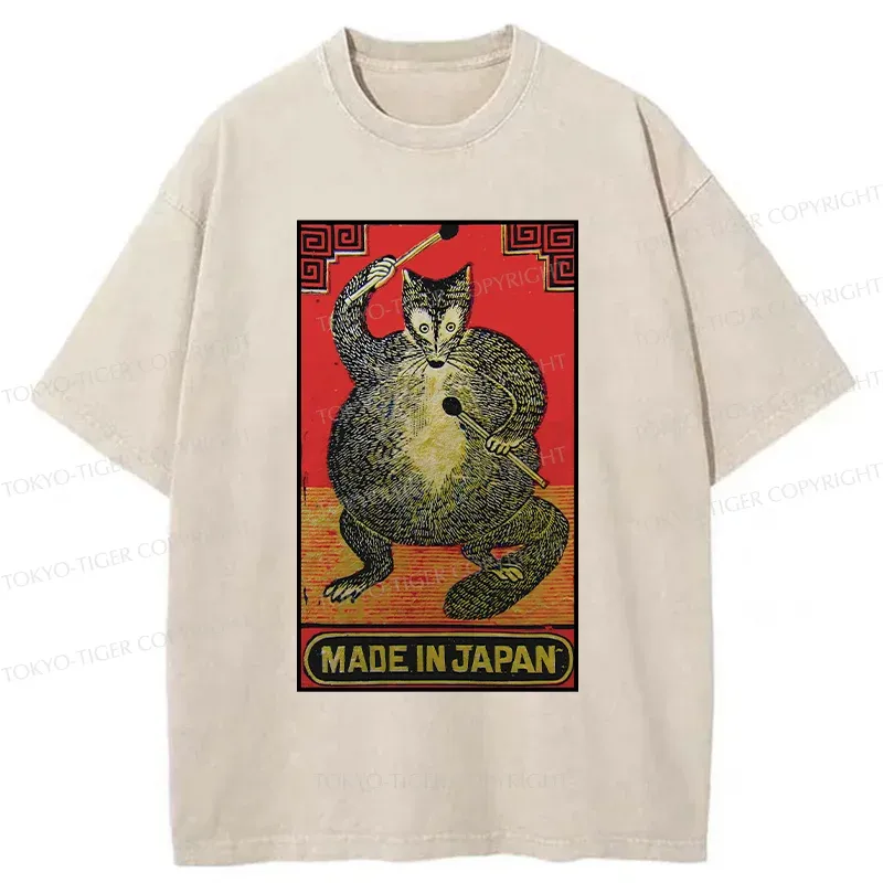 Tokyo-Tiger Retro Fat Fox Washed T-Shirt