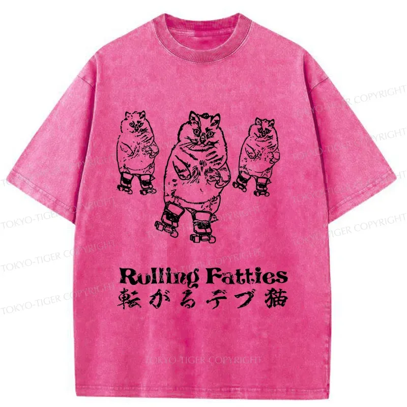 Tokyo-Tiger Cat Skating Japan Washed T-Shirt