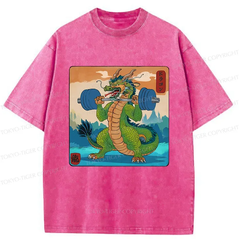 Tokyo-Tiger Dragon With Strong Abdominal Muscles Washed T-Shirt