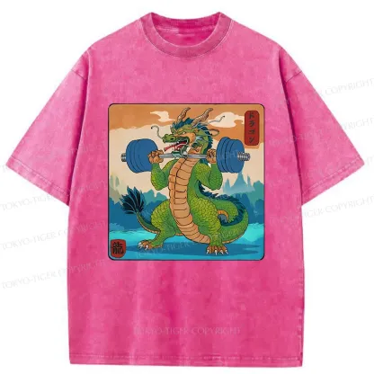 Tokyo-Tiger Dragon With Strong Abdominal Muscles Washed T-Shirt