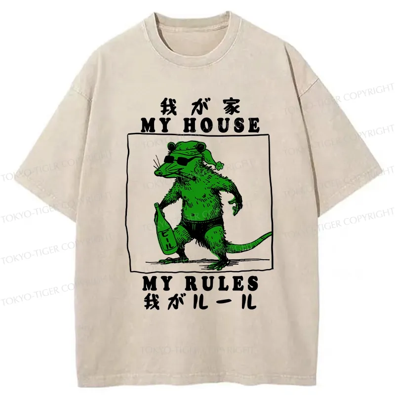 Tokyo-Tiger My House My Rules Washed T-Shirt Sale