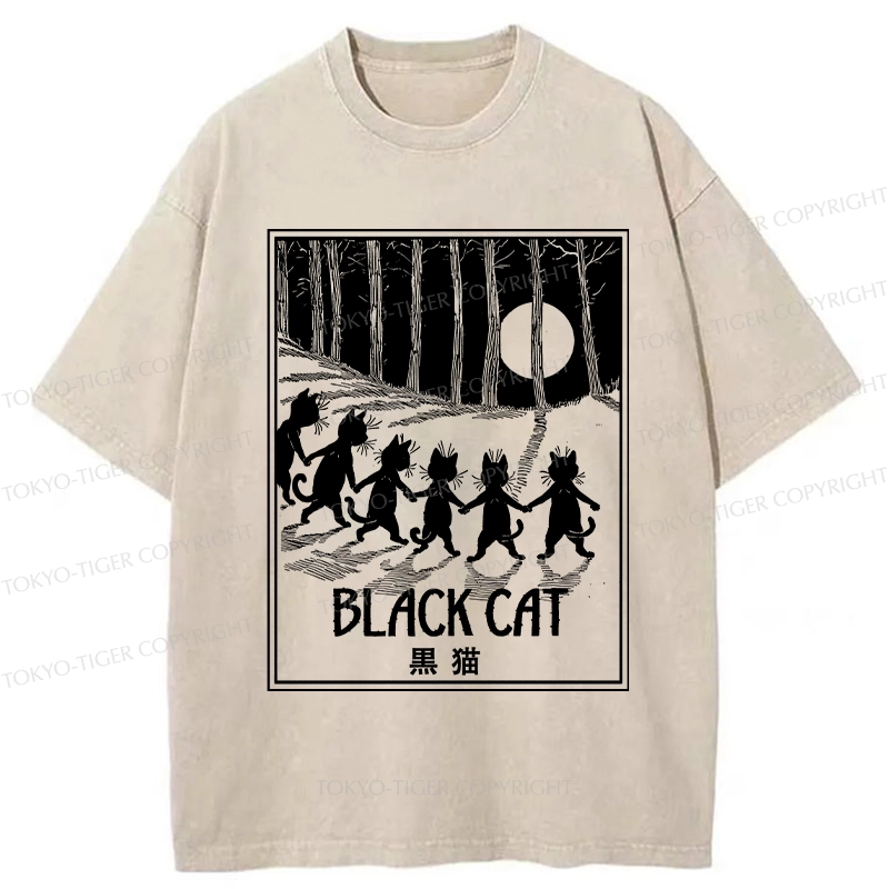 Tokyo-Tiger Six Black Cats Washed T-Shirt