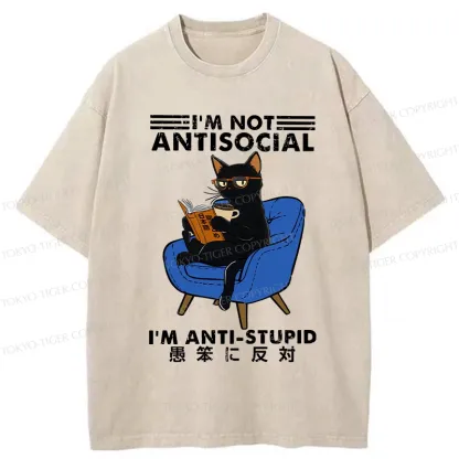 Tokyo-Tiger I'm Not Antisocial Washed T-Shirt