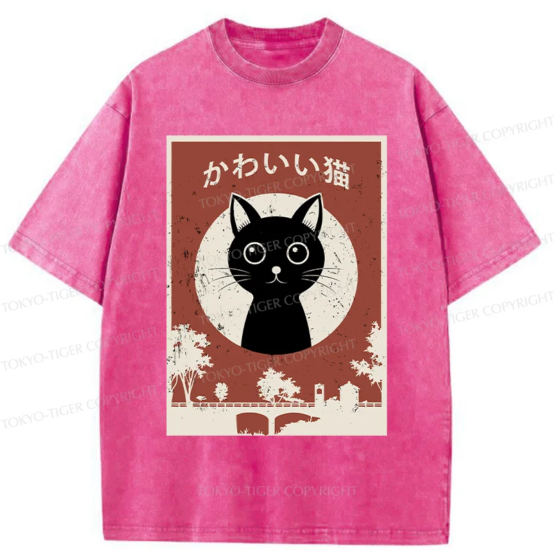 Tokyo-Tiger Vintage Japanese Cat Washed T-Shirt