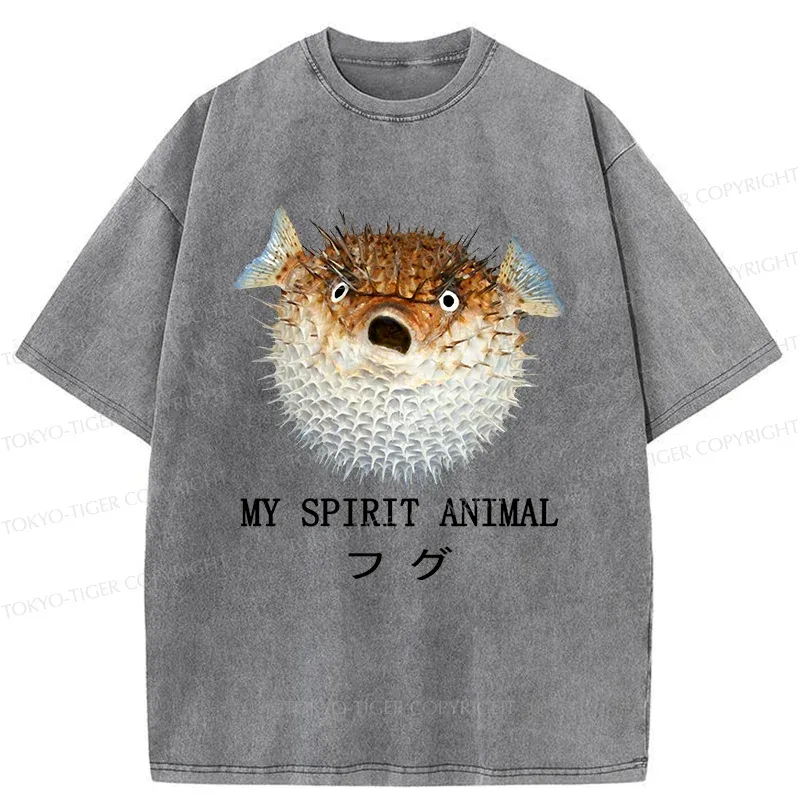 Tokyo-Tiger Grumpy Pufferfish Washed T-Shirt