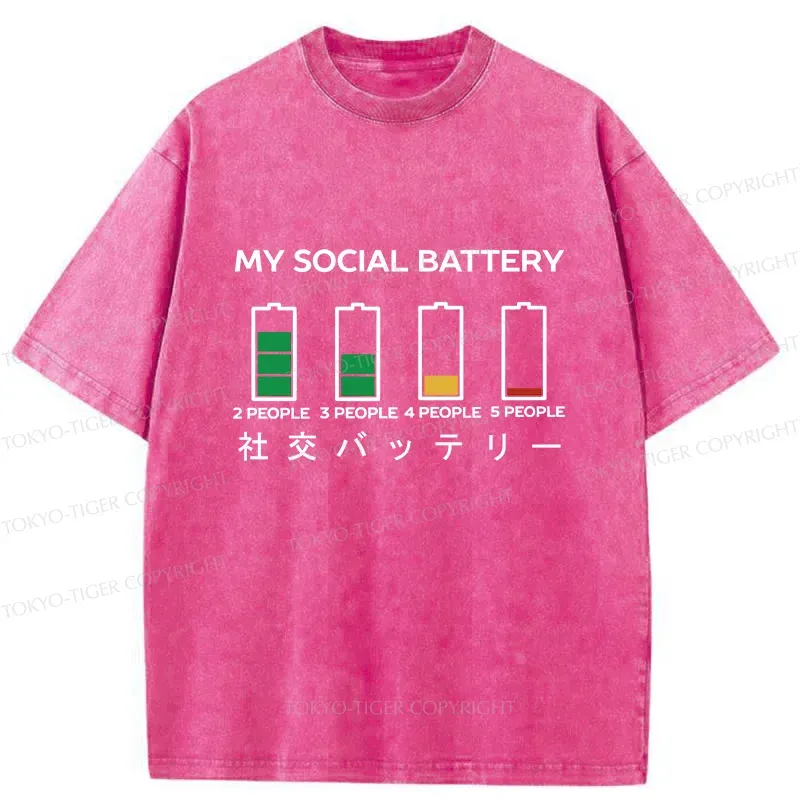 Tokyo-Tiger My Social Battery Washed T-Shirt
