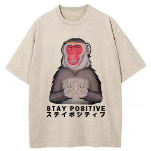 Image of Tokyo-Tiger Monkey Stay Positive Washed T-Shirt