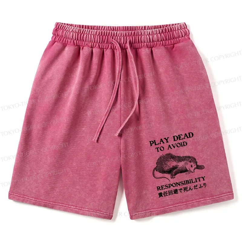 Tokyo-Tiger Play Dead To Avoid Responsibility Washed Shorts