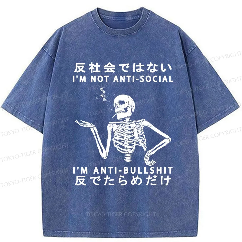 Tokyo-Tiger I'm Anti-Bullshit Funny Washed T-Shirt