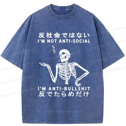 Tokyo-Tiger I'm Anti-Bullshit Funny Washed T-Shirt