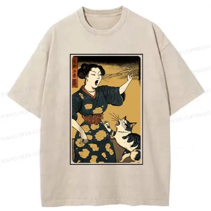 Tokyo-Tiger Woman Yelling At Cat Washed T-Shirt