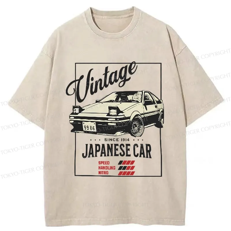 Tokyo-Tiger Retro Japanese Car Washed T-Shirt Sale