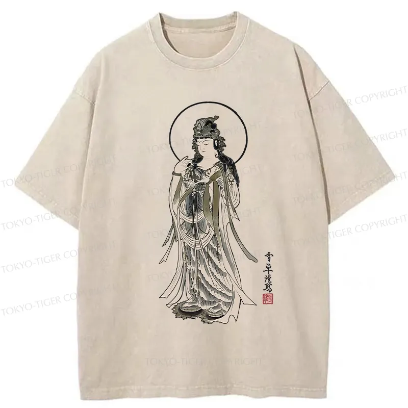 Tokyo-Tiger Vintage Guanyin Bodhisattva Washed T-Shirt