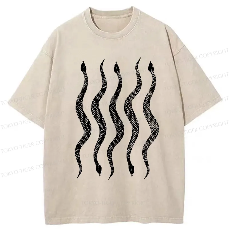 Tokyo-Tiger Sinuous Snake Washed T-Shirt
