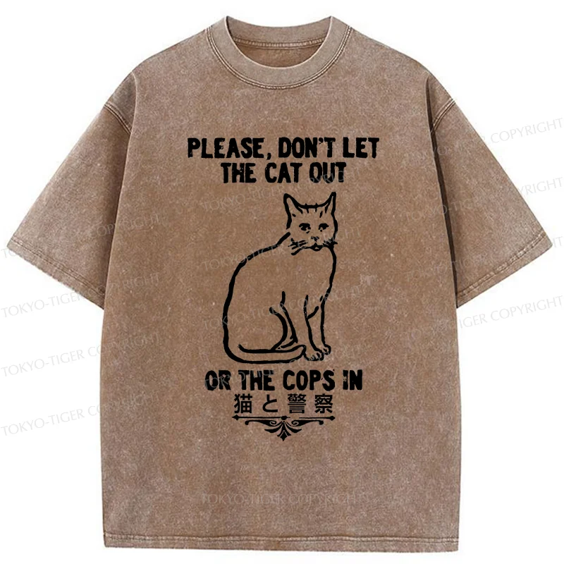 Tokyo-Tiger Cats And The Police Washed T-Shirt