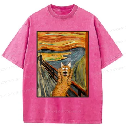 Tokyo-Tiger Screaming Cat Washed T-Shirt