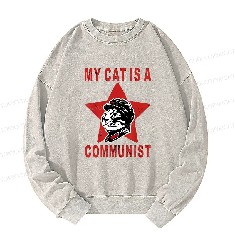 Tokyo-Tiger Funny Cat-ism Washed Sweatshirt Sale