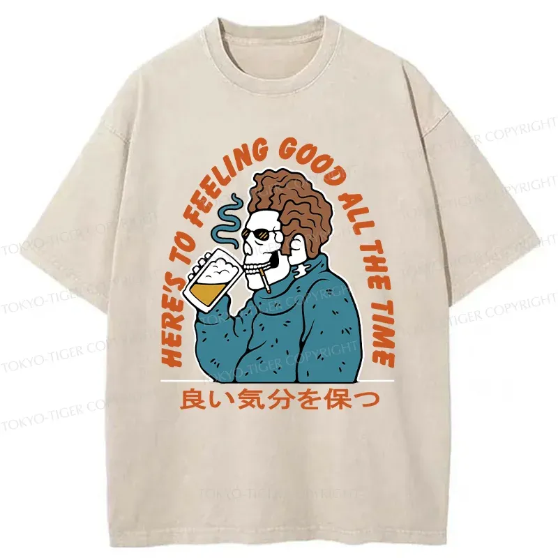 Tokyo-Tiger Stay In A Good Mood Washed T-Shirt