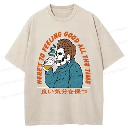 Tokyo-Tiger Stay In A Good Mood Washed T-Shirt