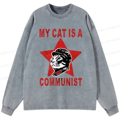 Tokyo-Tiger Funny Cat-ism Washed Long Sleeve T-Shirt