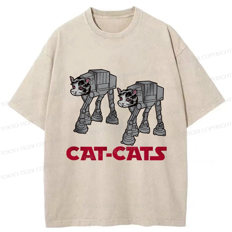 Tokyo-Tiger Walking Robot Cat Washed T-Shirt