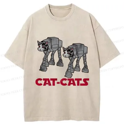 Tokyo-Tiger Walking Robot Cat Washed T-Shirt