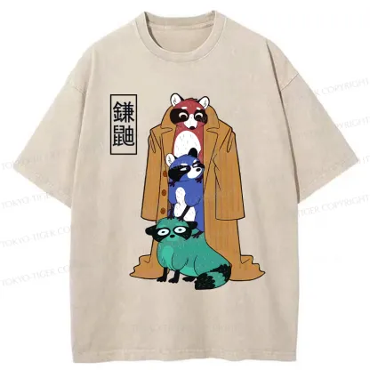 Tokyo-Tiger Funny Sickle Weasel Washed T-Shirt