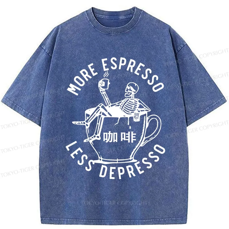Tokyo-Tiger More Espresso Less Depresso Japan Washed T-Shirt Sale