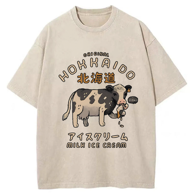 Tokyo-Tiger Cow Ice Cream Washed T-Shirt