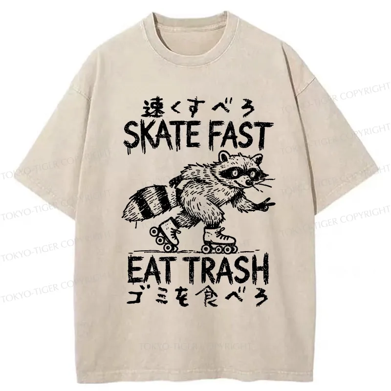Tokyo-Tiger Skate Fast Eat Trash Washed T-Shirt