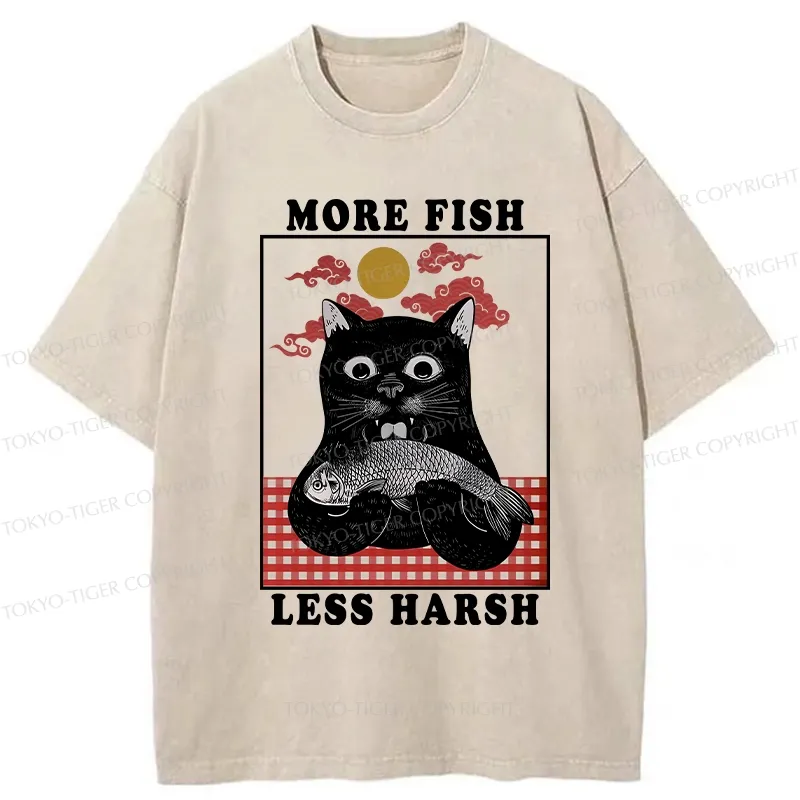 Tokyo-Tiger More Fish Less Harsh Washed T-Shirt Sale