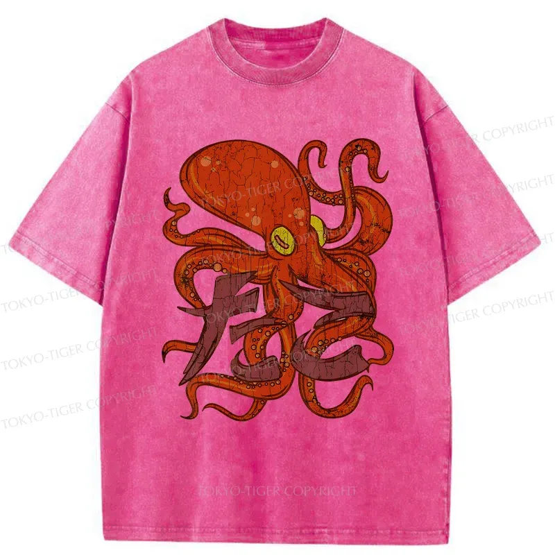 Tokyo-Tiger Vintage Octopus Washed T-Shirt