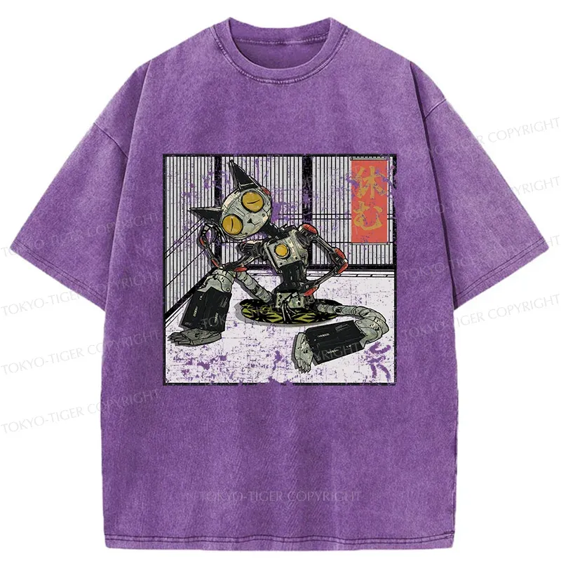Tokyo-Tiger Doraemon Taking A Rest Washed T-Shirt