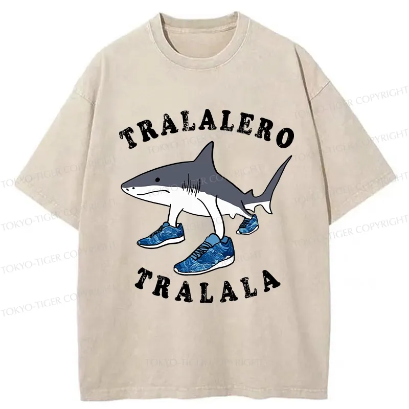 Tokyo-Tiger Tralalero Tralala Funny Washed T-Shirt Sale