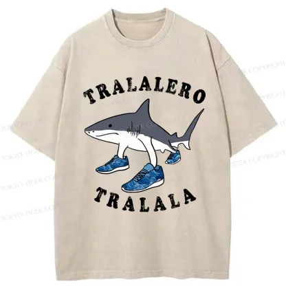 Tokyo-Tiger Tralalero Tralala Funny Washed T-Shirt