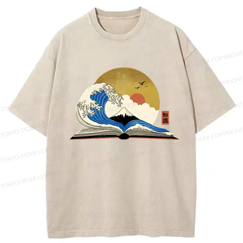 Tokyo-Tiger The Great Wave of Knowledge Washed T-Shirt