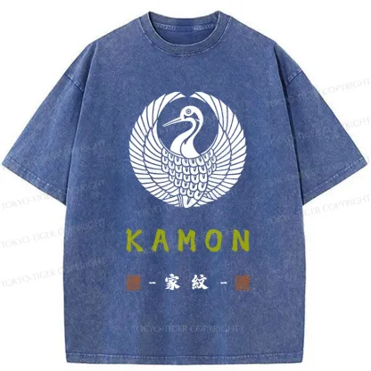 Tokyo-Tiger Crane Family Crest Washed T-Shirt