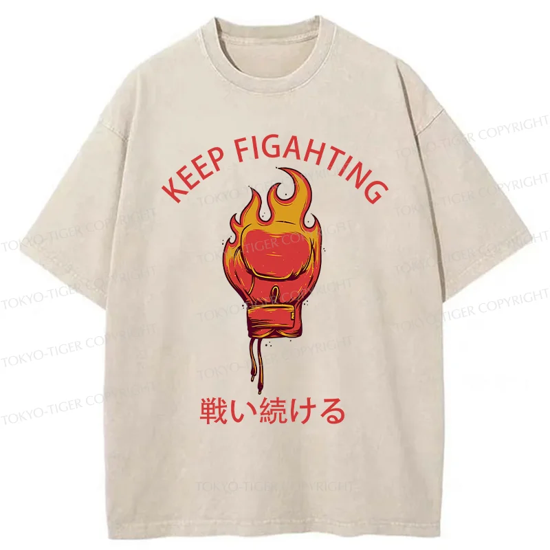 Tokyo-Tiger Keep Fighting Washed T-Shirt
