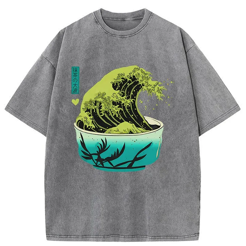 Tokyo-Tiger Matcha Wave Washed T-Shirt