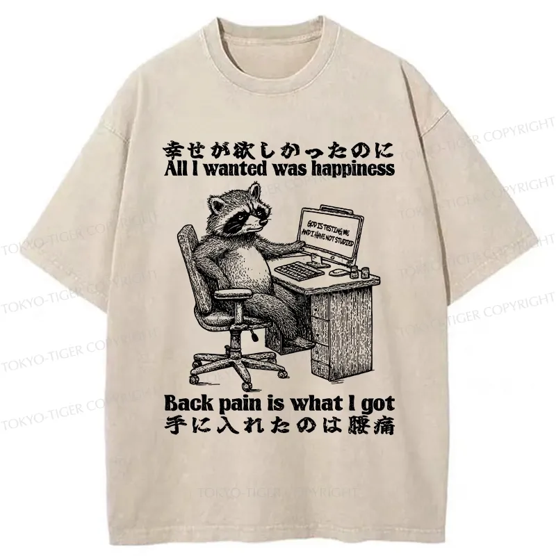 Tokyo-Tiger All I Wanted Was Happiness Washed T-Shirt