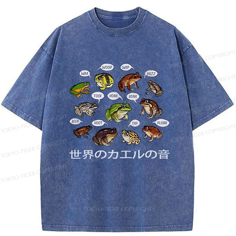 Tokyo-Tiger Frog Sounds From Around The World Washed T-Shirt