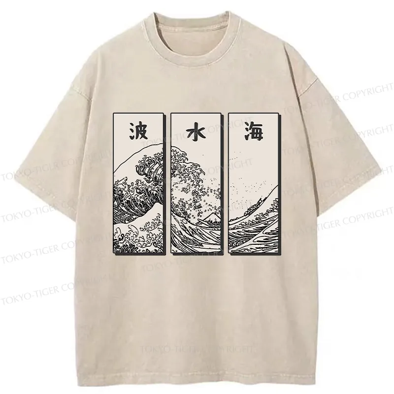 Tokyo-Tiger Japanese Art Wave Washed T-Shirt