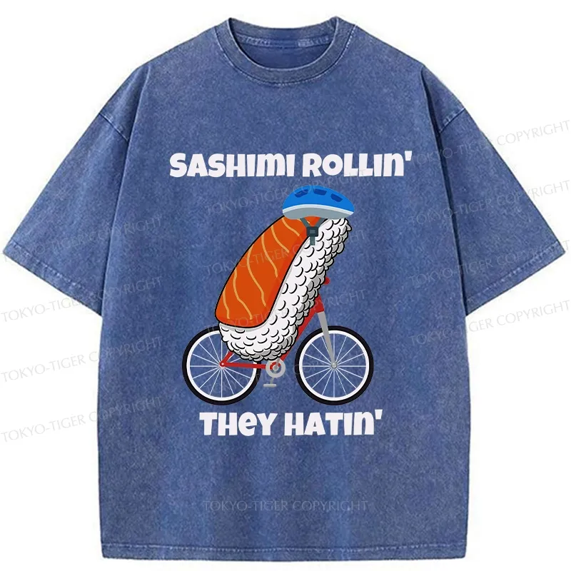 Tokyo-Tiger Sashimi Rollin' They Hatin' Washed T-Shirt