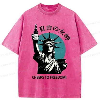 Tokyo-Tiger Statue Of Japanese Beer Washed T-Shirt