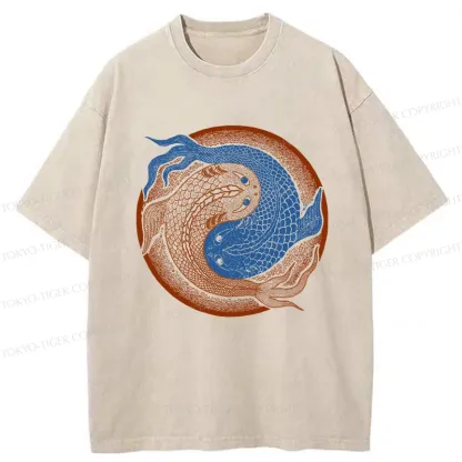 Tokyo-Tiger Yin Yang Fish Washed T-Shirt