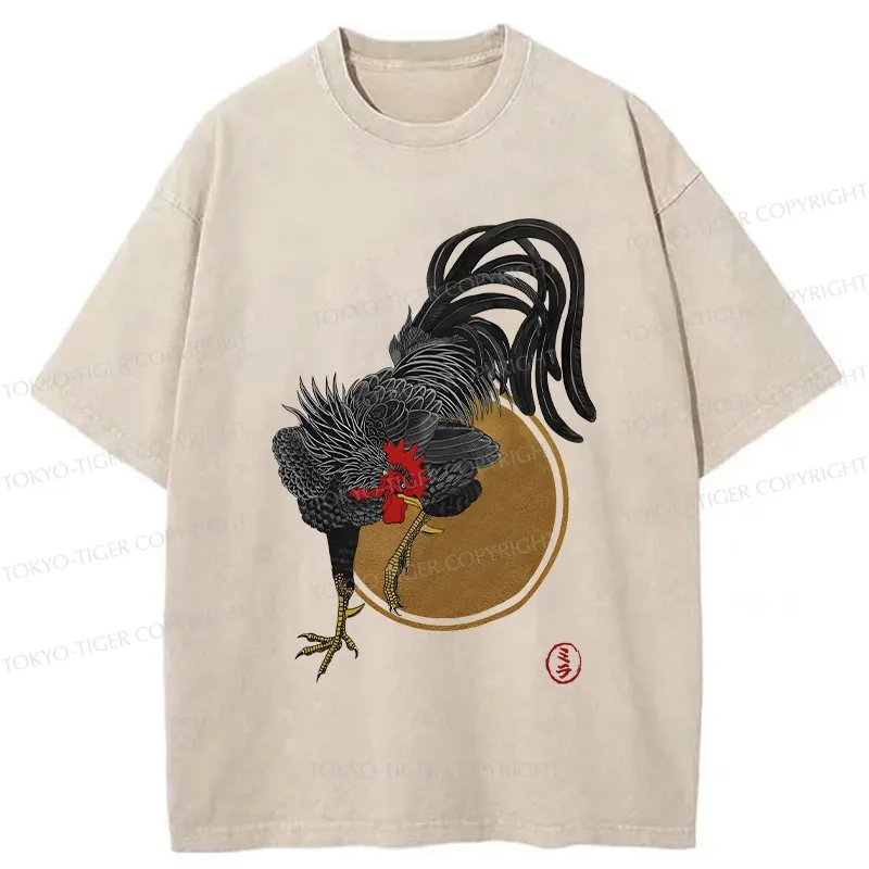 Tokyo-Tiger Strutting Rooster Washed T-Shirt Sale