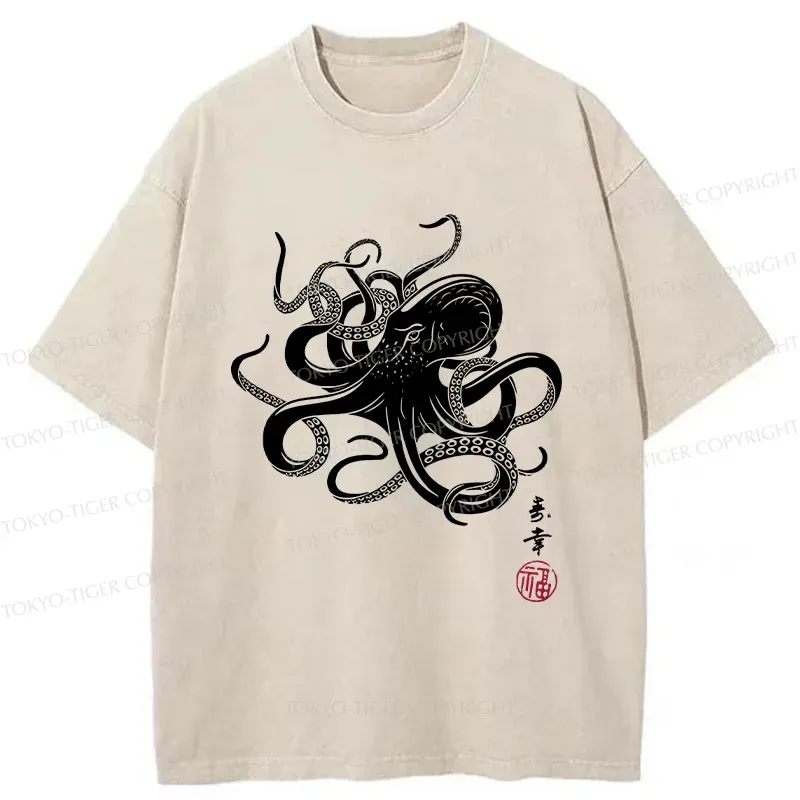 Tokyo-Tiger Vintage Octopus Washed T-Shirt